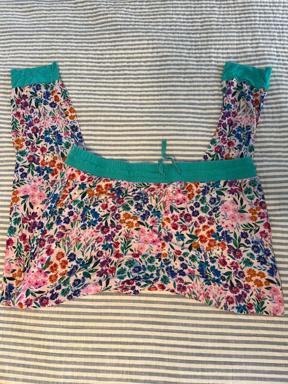 Little Sleepies Teal-Trim Floral Pajama bottoms